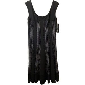 Connected‎ Apparel Midi Dress Polka Dot Sleeveless Black Career Size 10